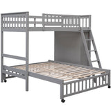 Wooden L-Shaped Twin Over Full Adult Bunk Beds with Storage - [Drawers]