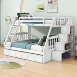 Twin Over Full Bunk Beds with Stairs and Storage Drawers - [Wooden, Convertible]