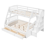 Twin Over Full Bunk Beds with Stairs and Storage Drawers - [Wooden, Convertible]