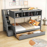 Twin Over Full Bunk Beds with Stairs and Storage for Adults - [Wooden, Drawers, Bookcase]