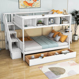 Twin Over Full Bunk Beds with Stairs and Storage for Adults - [Wooden, Drawers, Bookcase]