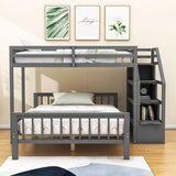 Twin Over Full Loft Bunk Beds with Stairs and Storage for Kids, Adults - [Detachable]