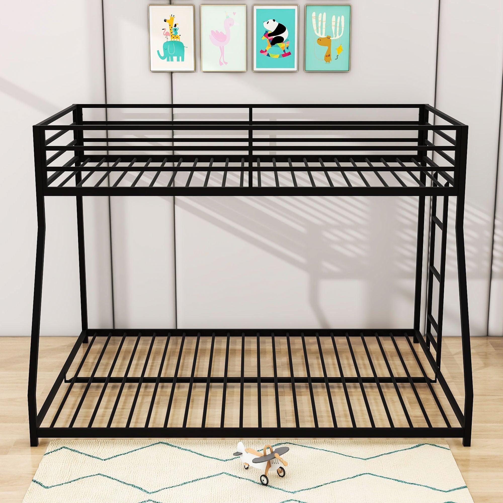 Low Metal Heavy-Duty Twin Over Full Bunk Beds for Adults, Kids