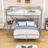 L-Shaped Twin Over Full Bunk Bed with Desk - [Metal, Detachable]