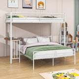 L-Shaped Twin Over Full Bunk Bed with Desk - [Metal, Detachable]