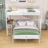 L-Shaped Twin Over Full Bunk Bed with Desk - [Metal, Detachable]