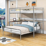 L-Shaped Twin Over Full Bunk Bed with Desk - [Metal, Detachable]