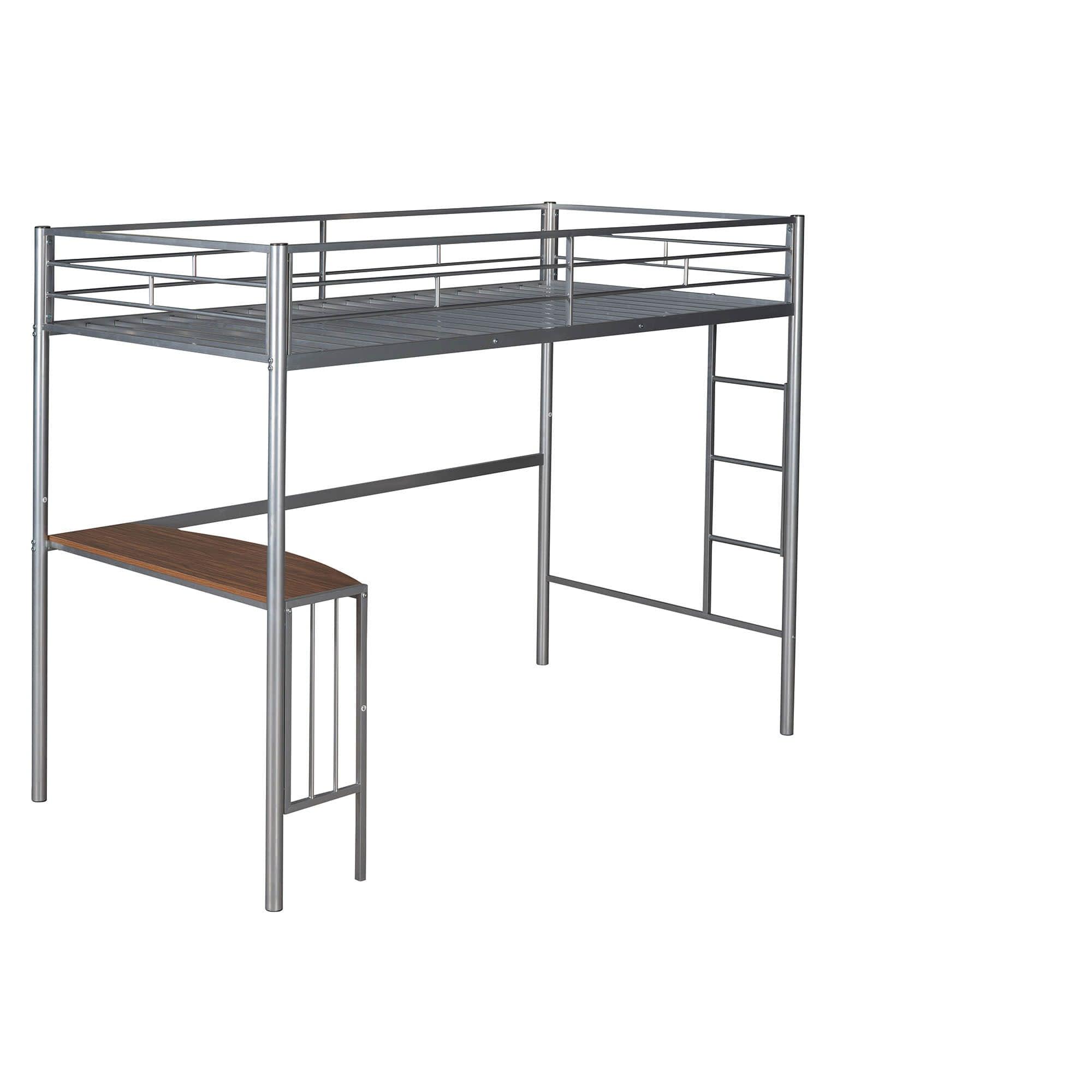 L-Shaped Twin Over Full Bunk Bed with Desk - [Metal, Detachable]