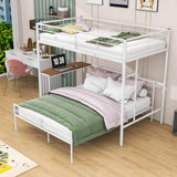 L-Shaped Twin Over Full Bunk Bed with Desk - [Metal, Detachable]