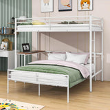 L-Shaped Twin Over Full Bunk Bed with Desk - [Metal, Detachable]