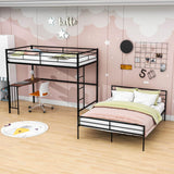 L-Shaped Twin Over Full Bunk Bed with Desk - [Metal, Detachable]