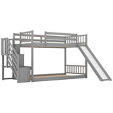 Low Twin Over Twin Toddler Bunk Beds with Stairs and Slide - [Floor]