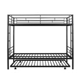 Metal Twin Over Twin Bunk Bed with Trundle - [Convertible, Noise Reduced]