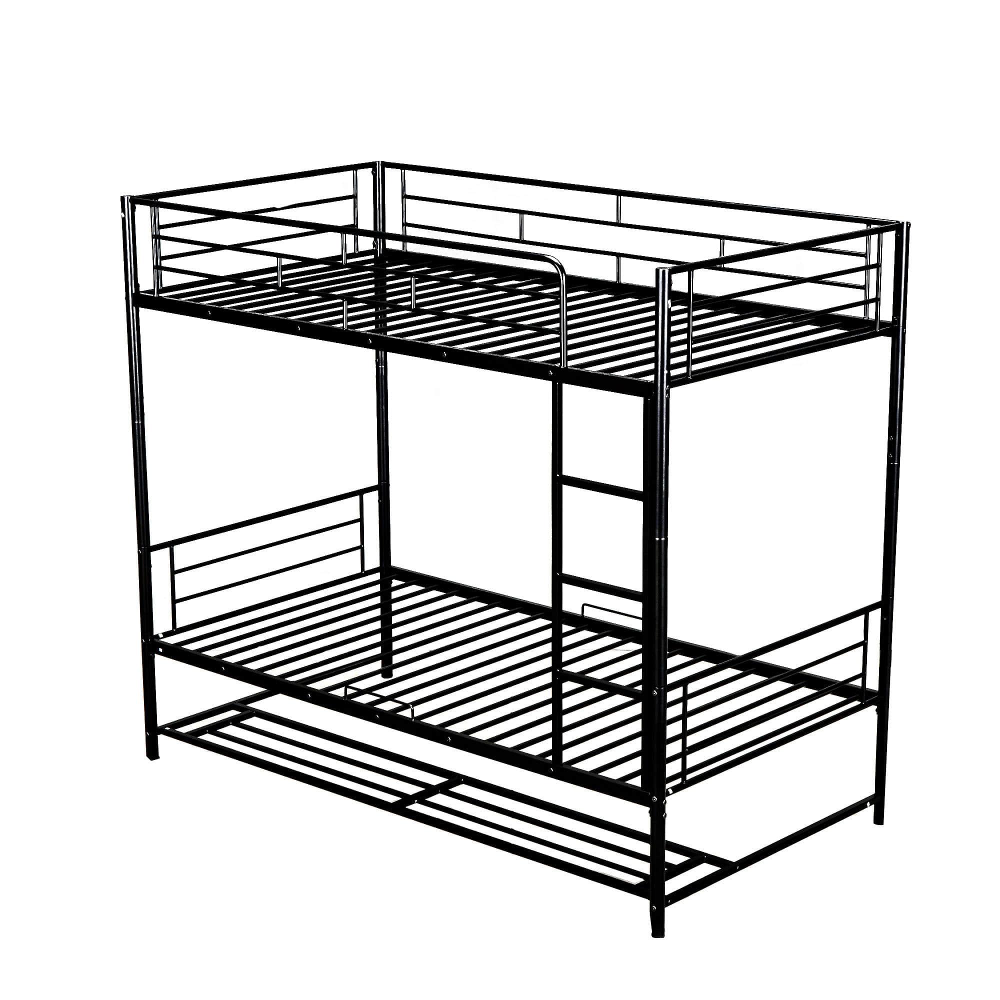 Metal Twin Over Twin Convertible Bunk Beds for Adults Kids with Storage