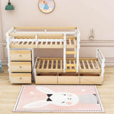 Low Twin Over Twin Bunk Beds for Kids with Storage Drawers and Dresser