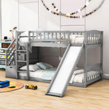 Twin Over Twin Bunk Beds with Slide and Stairs for Kids, Toddler - [Storage, Wood, Interchangeable]