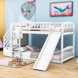 Twin Over Twin Bunk Beds with Slide and Stairs for Kids, Toddler - [Storage, Wood, Interchangeable]