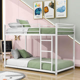 Montessori Twin Over Twin Scandinavian Floor Metal Bunk Bed with Ladder for Kids