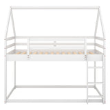 Montessori Wood House Twin over Twin Loft Bunk Bed for Kids, Toddler - [Low]