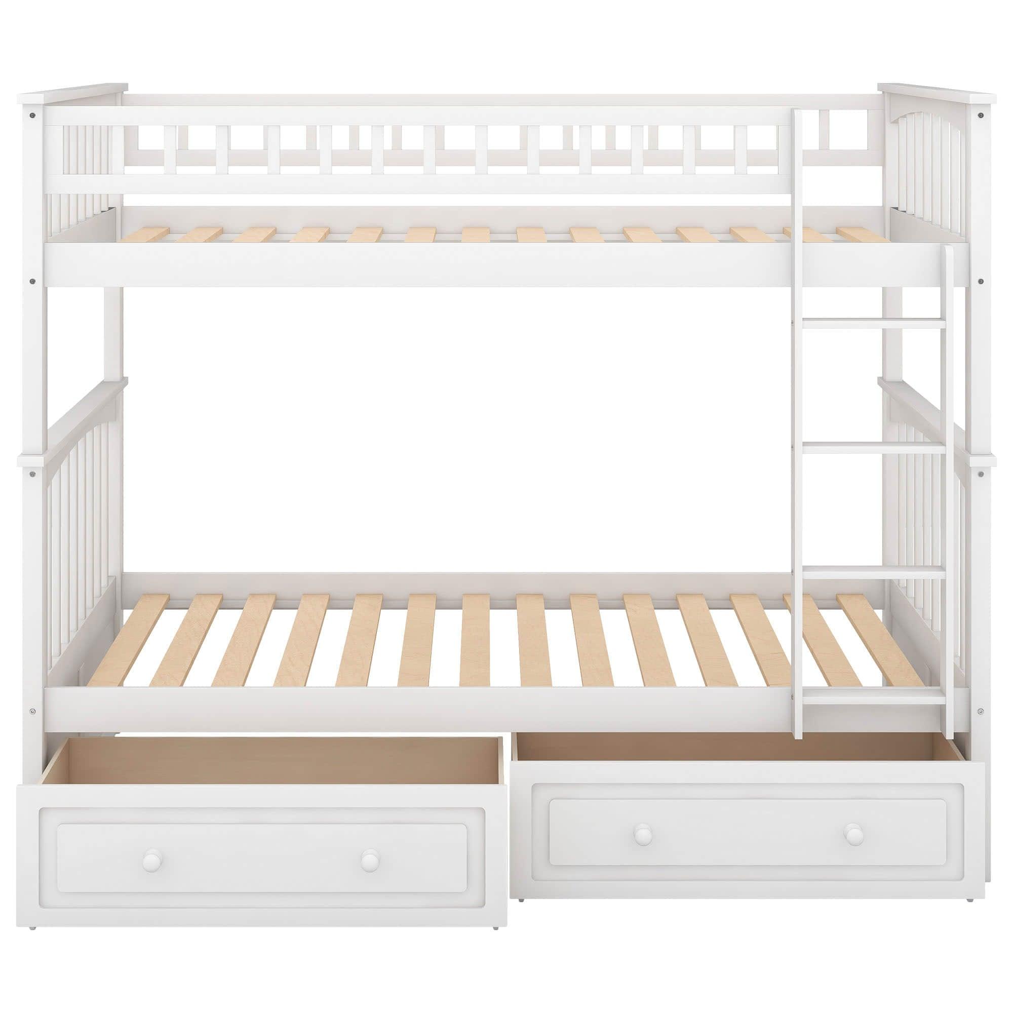 Convertible Twin Over Twin Bunk Beds with Storage Drawers - [Wooden]