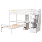 Twin Over Twin Bunk Beds with Desk and Storage Stairs - [Drawers, Shelves, L-Shaped]