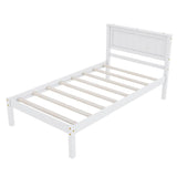 Wood Twin Size Vintage Platform Bed Frame with Headboard