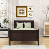 Wooden Twin Sleigh Bed Frame with Headboard and Footboard