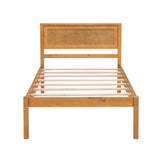 Wood Twin Size Vintage Platform Bed Frame with Headboard