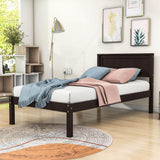 Wood Twin Size Vintage Platform Bed Frame with Headboard