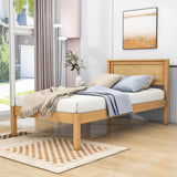 Wood Twin Size Vintage Platform Bed Frame with Headboard