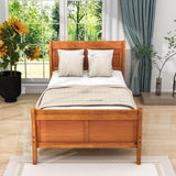 Wooden Twin Sleigh Bed Frame with Headboard and Footboard