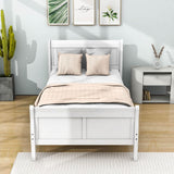 Wooden Twin Sleigh Bed Frame with Headboard and Footboard