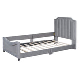 Cute Twin Low Profile Upholstered Toddler Nursery Bed with Rails