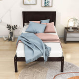 Wood Twin Size Vintage Platform Bed Frame with Headboard