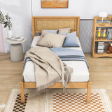 Wood Twin Size Vintage Platform Bed Frame with Headboard