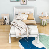 Wood Twin Size Vintage Platform Bed Frame with Headboard