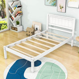 Wood Twin Size Vintage Platform Bed Frame with Headboard