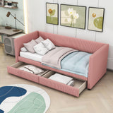 Upholstered Twin Daybed with Storage - [Drawers]