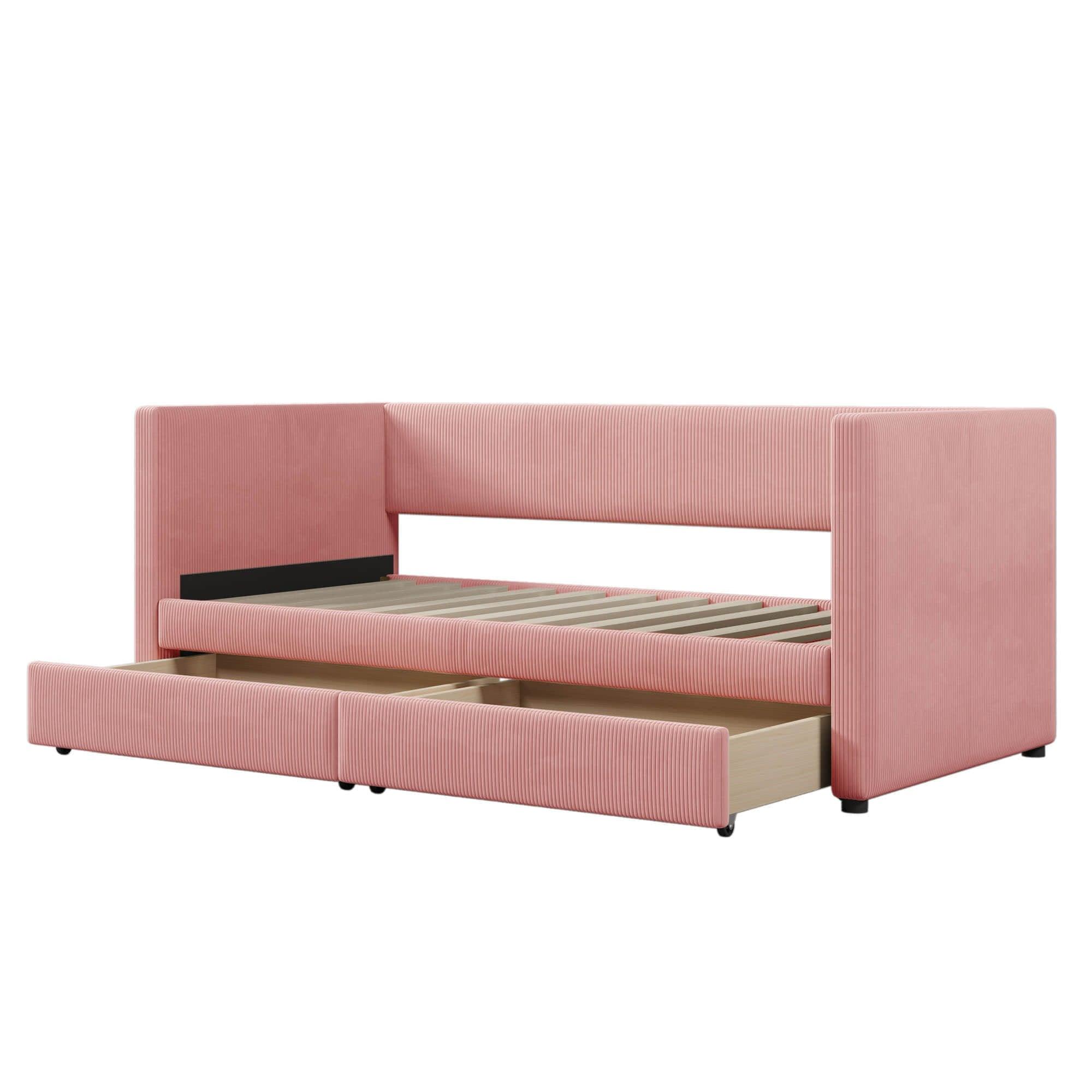 Upholstered Twin Daybed with Storage - [Drawers]