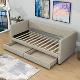 Upholstered Twin Daybed with Storage - [Drawers]