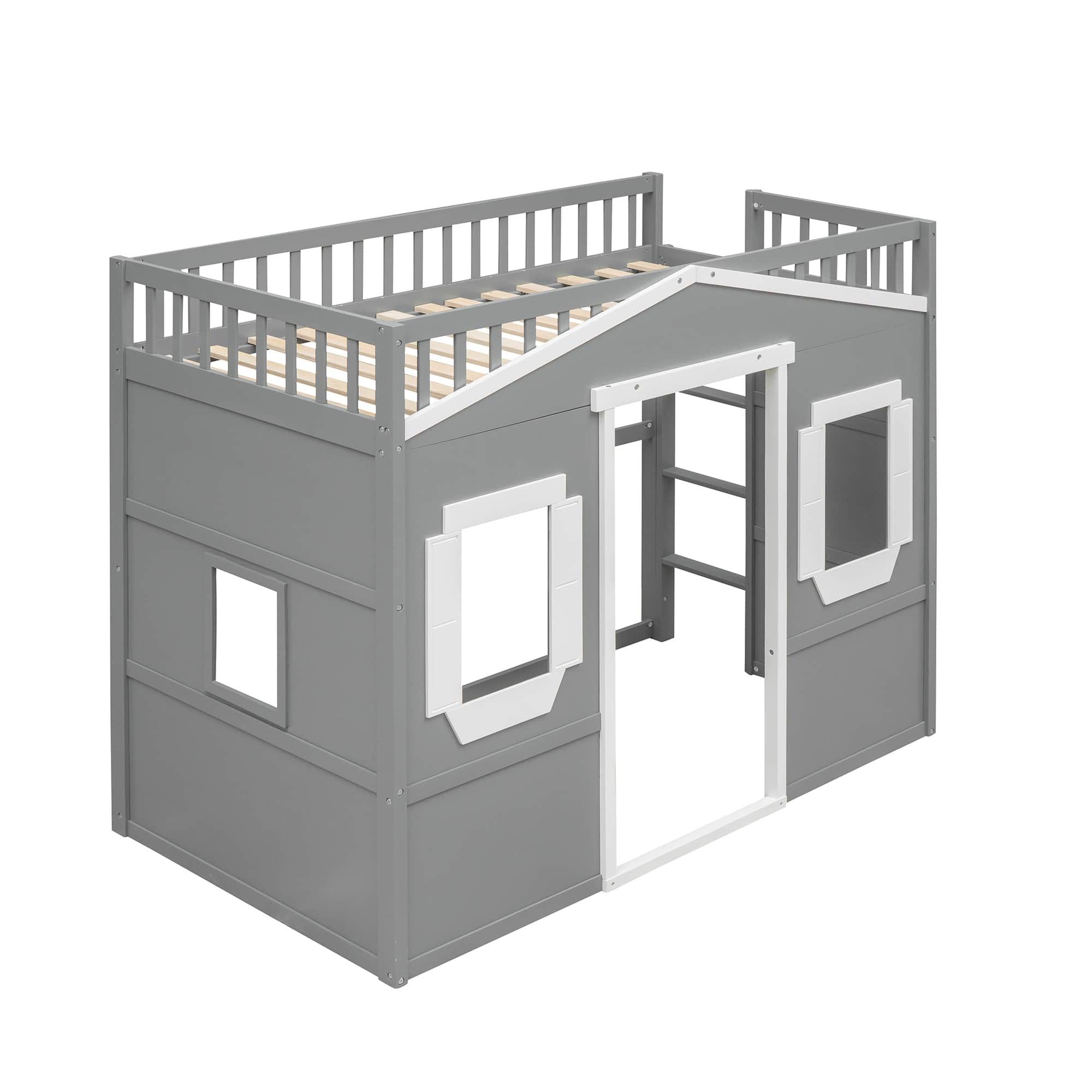 Sturdy Twin Size House Loft Bed for Girls and ,Boys - [Wooden]