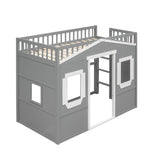 Sturdy Twin Size House Loft Bed for Girls and ,Boys - [Wooden]