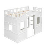 Sturdy Twin Size House Loft Bed for Girls and ,Boys - [Wooden]