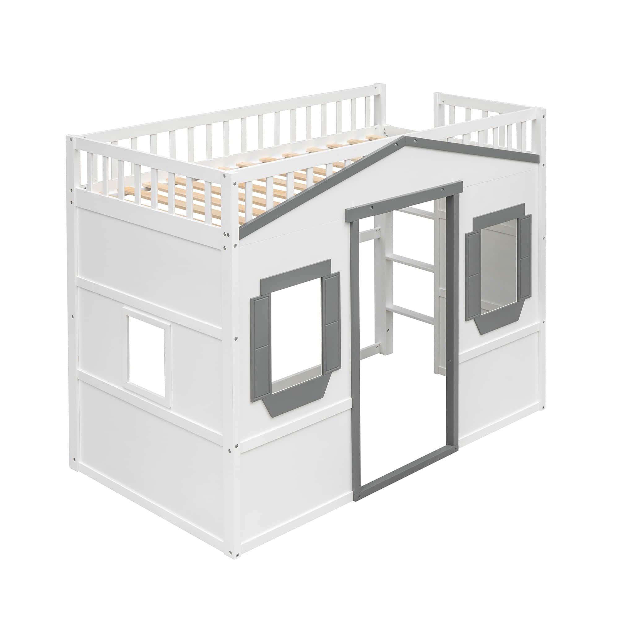 Sturdy Twin Size House Loft Bed for Girls and ,Boys - [Wooden]