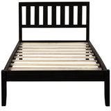 Wood Twin Size Platform Bed Frame with Headboard - [Mattress Foundation]