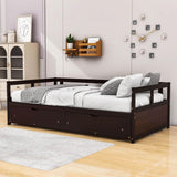 Wood Twin to King Daybed with Extendable Trundle and Storage Drawers