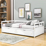 Wood Twin to King Daybed with Extendable Trundle and Storage Drawers