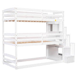 Twin 3 Tier Triple Bunk Beds for Kids with Stairs - [Separable, Floor]