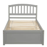 Wooden Twin Platform Bed with Trundle and Headboard