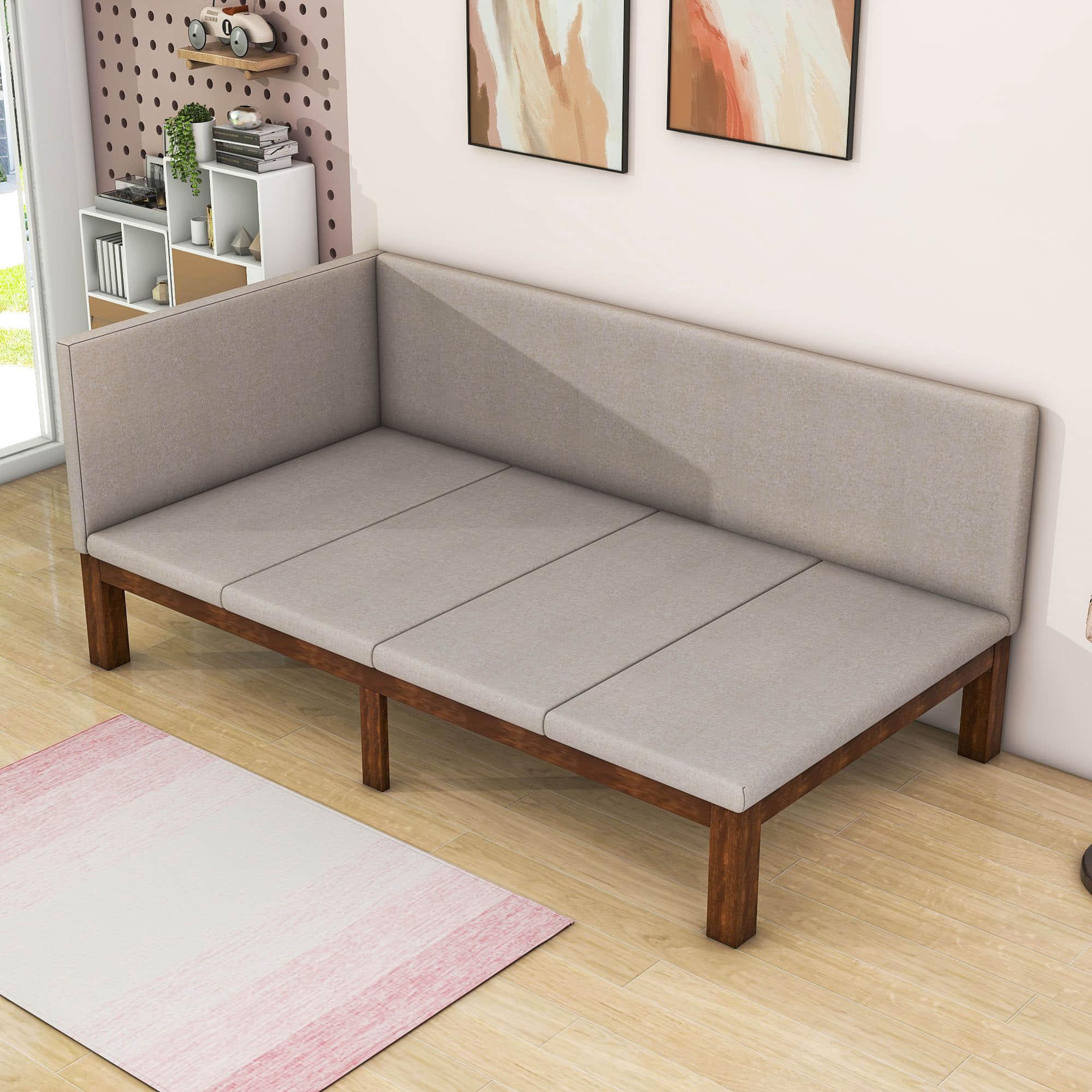 Linen Upholstered Twin Daybed Couch for Living Room